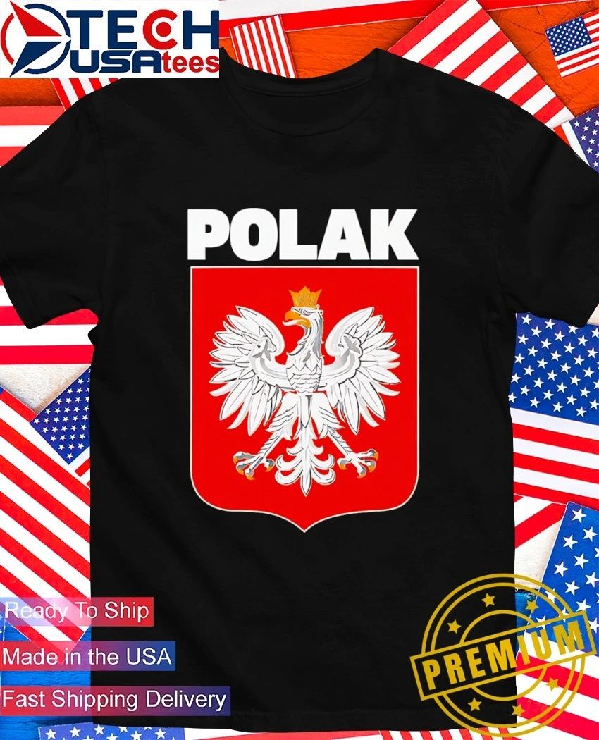 Otis wearing Polak logo shirt
