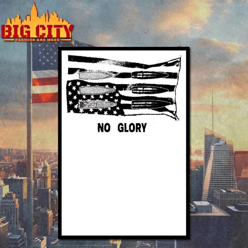 No Glory Bullet Flag Punk Rock Grunge Skull Military Shirt