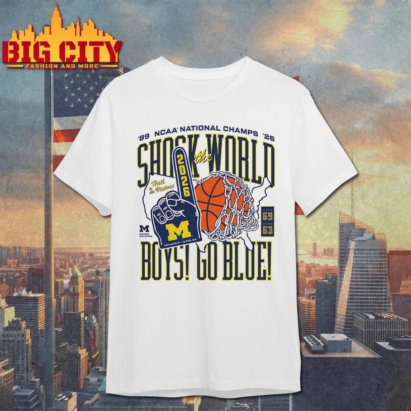 Michigan Basketball Shock The World, Boys Two-Time National Champs College Shirt