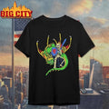 Vintage Skeleton Knight Riding Green Dragon Sword and Shield Graphic Shirt