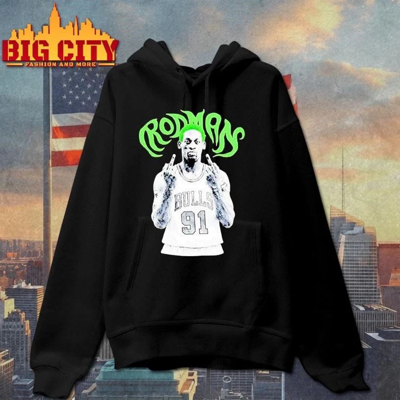 Dennis Rodman Chicago Bulls NBA basketball legend middle finger shirt