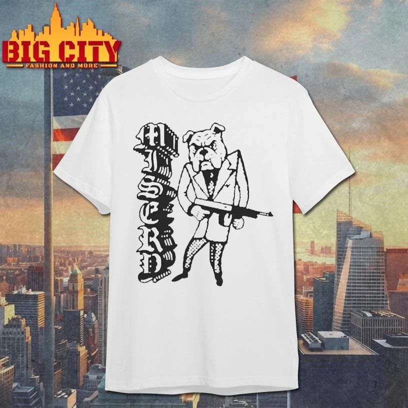 Misery Gangster Bulldog Holding Tommy Gun Vintage Streetwear Cartoon Shirt