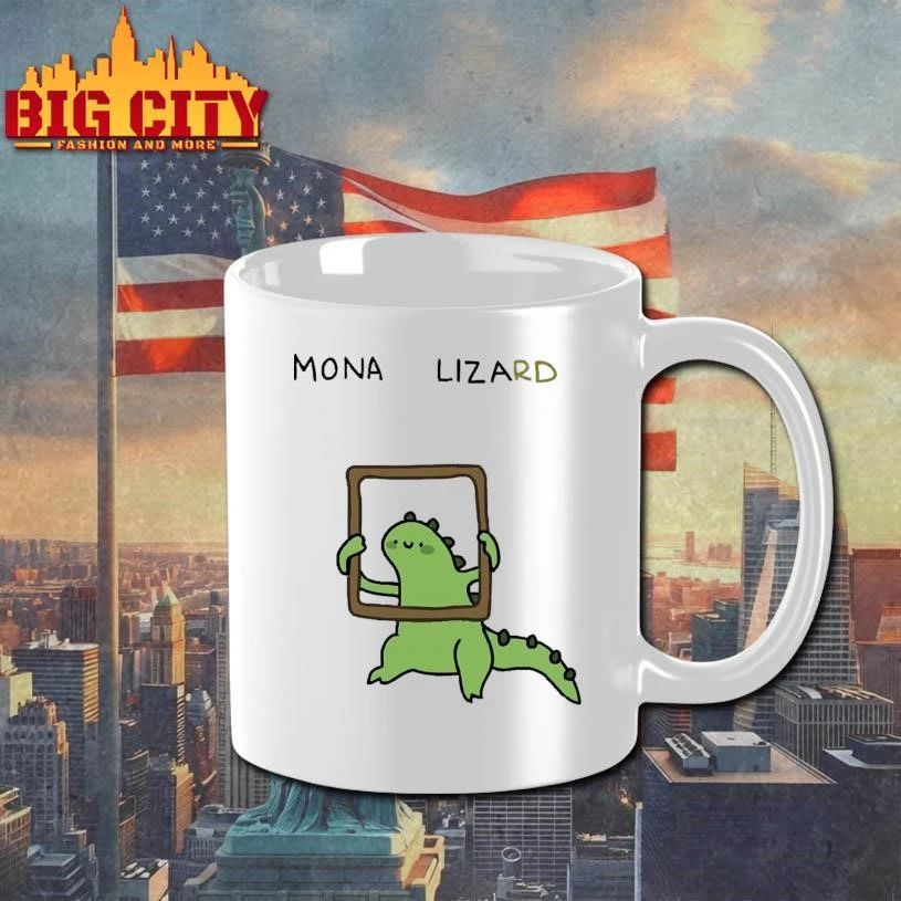Mona Lizard Cute Dinosaur Holding Picture Frame Artwork Parody Shirt