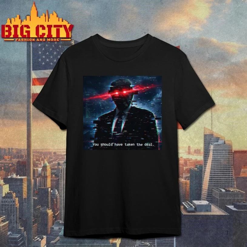 Donald Trump Dark Brandon You Should Have Taken The Deal Cyberpunk Glitch Laser Eyes T Shirt