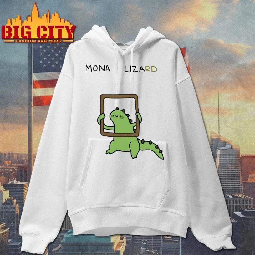 Mona Lizard Cute Dinosaur Holding Picture Frame Artwork Parody Shirt