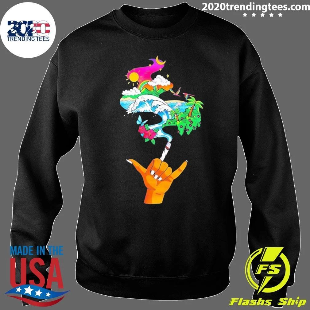Shaka Hand Smoking Tropical Island Wave Shirt