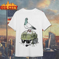 Pigeon Pooping On Military Tactical Helmet Funny Cartoon Shirt