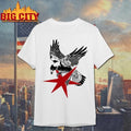 Flying Magpie Red Star Woodcut Streetwear Graphic Shirt