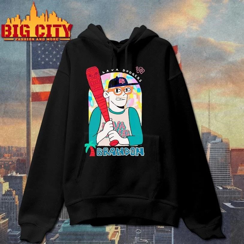 Lava Dodgers Brandon Baseball Cartoon Character Retro Graphic Shirt
