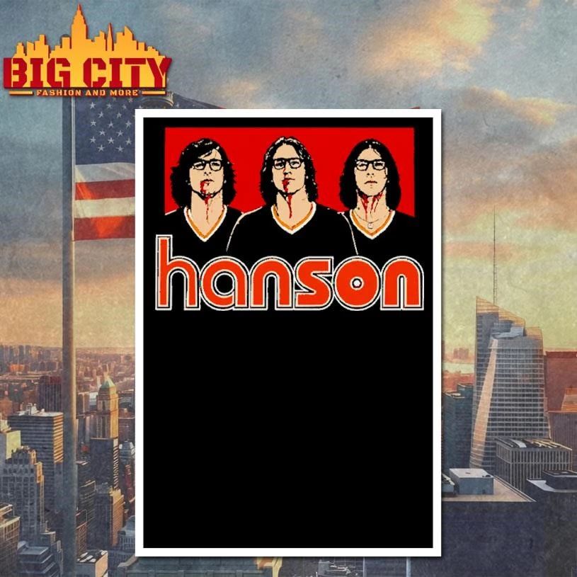 Hanson band Slap Shot movie Hanson Brothers bloody hockey crossover shirt