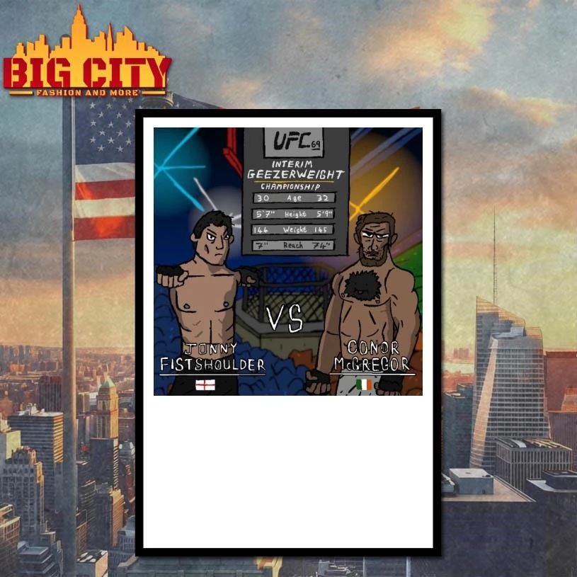 UFC Interim Geezerweight Championship Jonny Fistshoulder vs Conor McGregor Funny Meme Cartoon Shirt