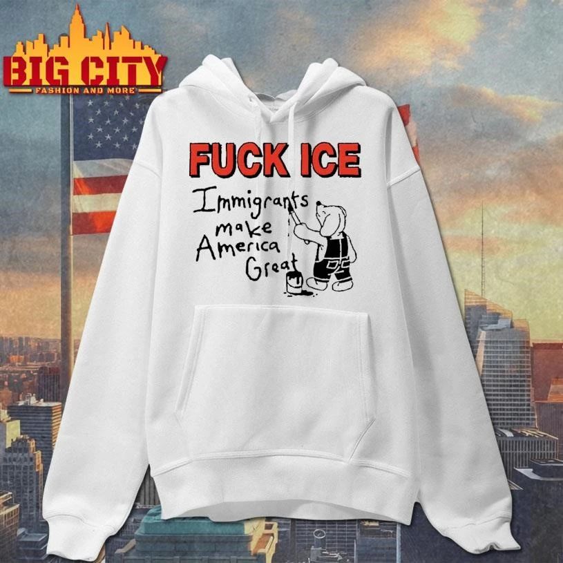 Fuck ICE Immigrants Make America Great Cute Dog Painting Wall Cartoon Shirt