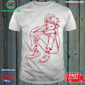 Original Gorillaz 2D Red Line Drawing Character Sketch T-Shirt