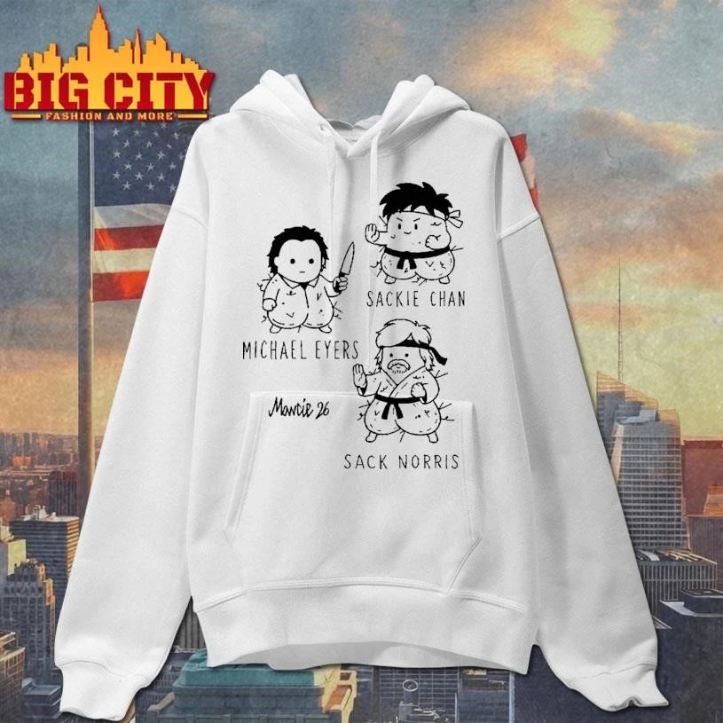 Sackie Chan Michael Eyers Sack Norris Cute Mashup Cartoon Parody Fan Shirt