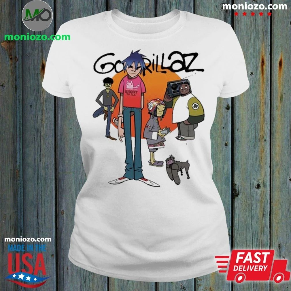 Original Gorillaz Cartoon Band Members 2026 Vintage Graphic White T-Shirt