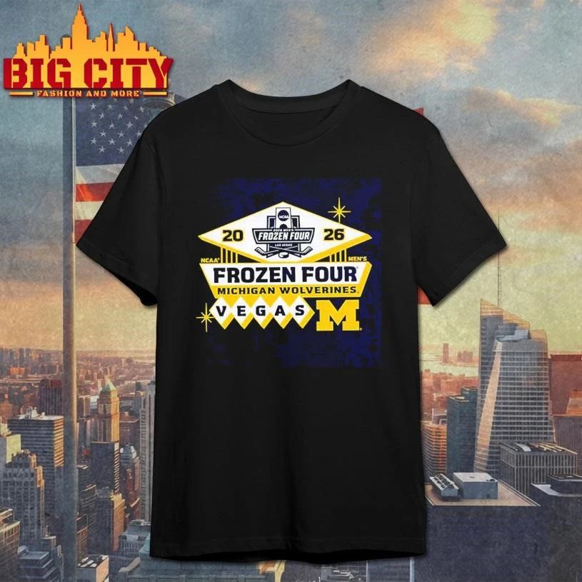 Michigan Wolverines Men’s Hockey 2026 NCAA Frozen Four Vegas Logo College Shirt
