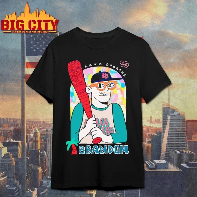 Lava Dodgers Brandon Baseball Cartoon Character Retro Graphic Shirt