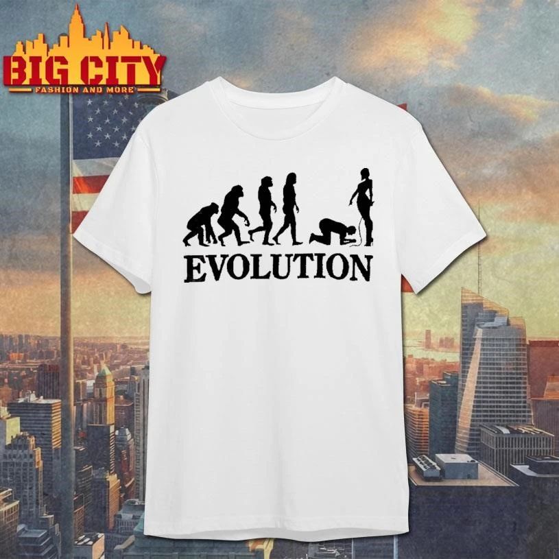 Human Evolution to Female Dominatrix BDSM Kink Humor Silhouette Graphic Shirt