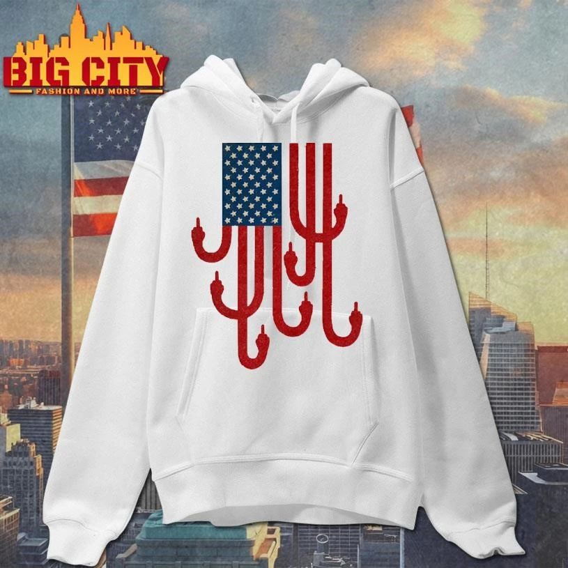 American Flag Middle Finger Protest Graphic Art Vintage Retro Shirt
