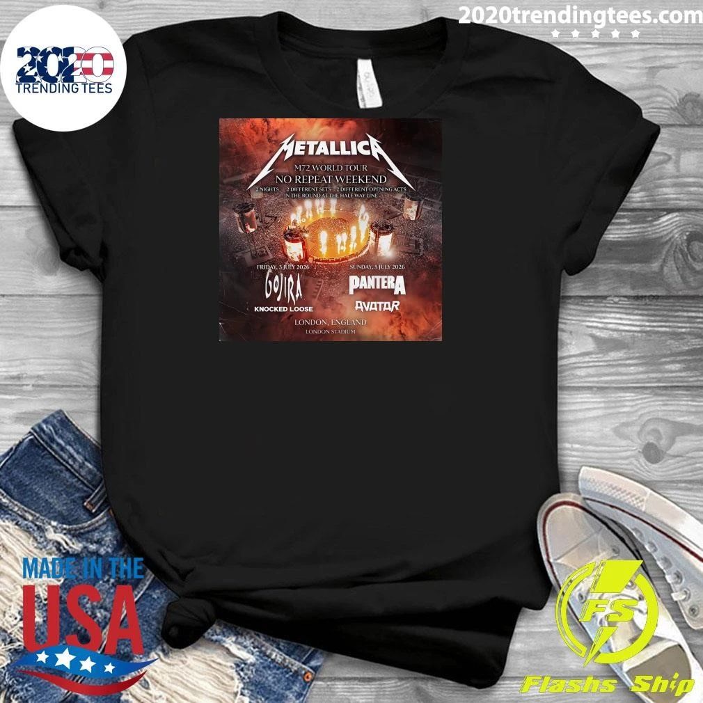 Metallica M72 No Repeat Weekend London Stadium Gojira July 5 2026 Concert Shirt