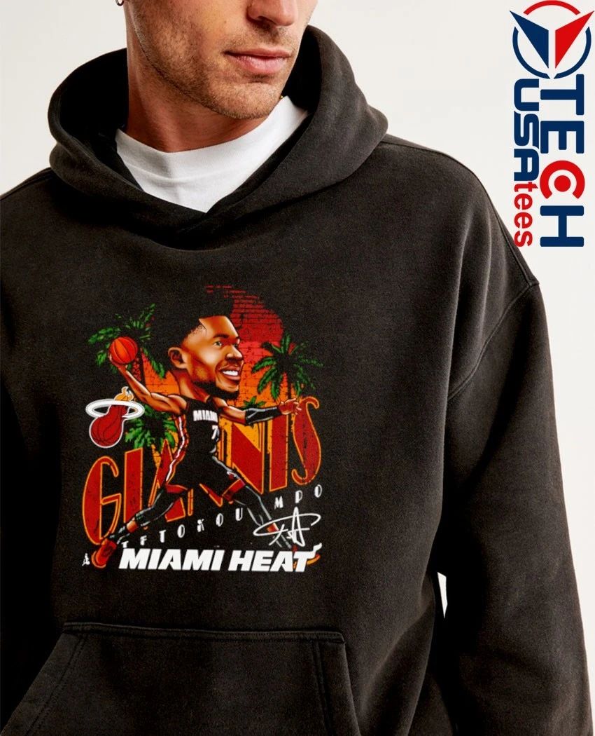 Giannis Antetokounmpo No. 7 Miami Heat Basketball caricature signature shirt
