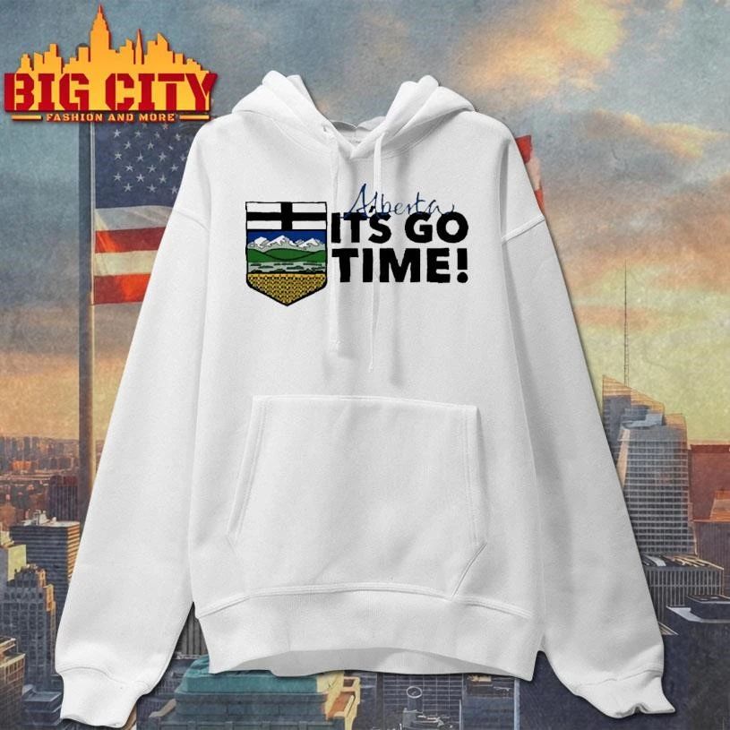 Alberta Its Go Time Canadian Province Crest Flag Hockey Fan T Shirt