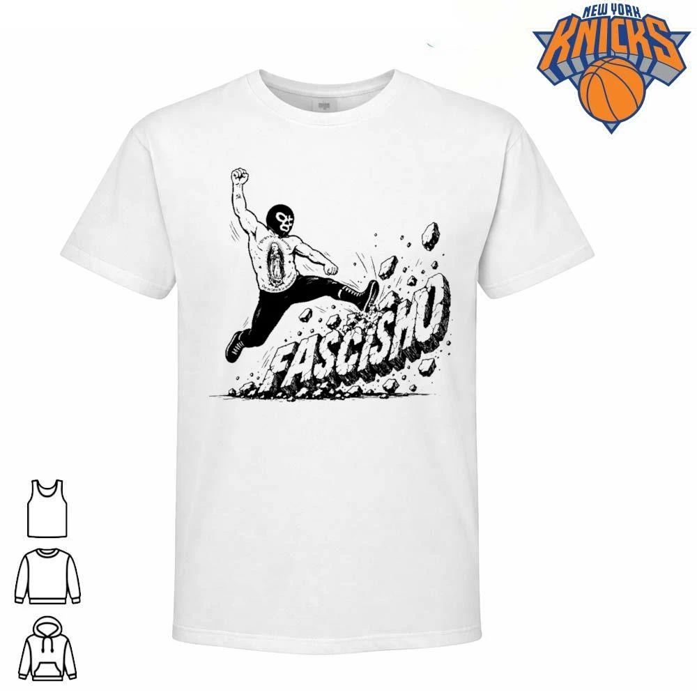 Anti Fascist Lucha Libre Mexican Wrestler Kicking Fascismo Graphic Artwork Shirt
