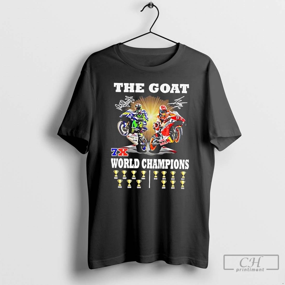 Classic Marquez Rossi And Pedrosa The Goat 7x World Champions T Shirts