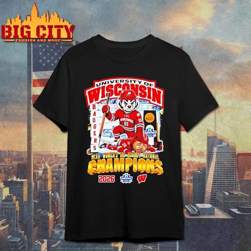 University Of Wisconsin Ncaa Womens Ice Hockey National Champions 2026 Mascot Shirt