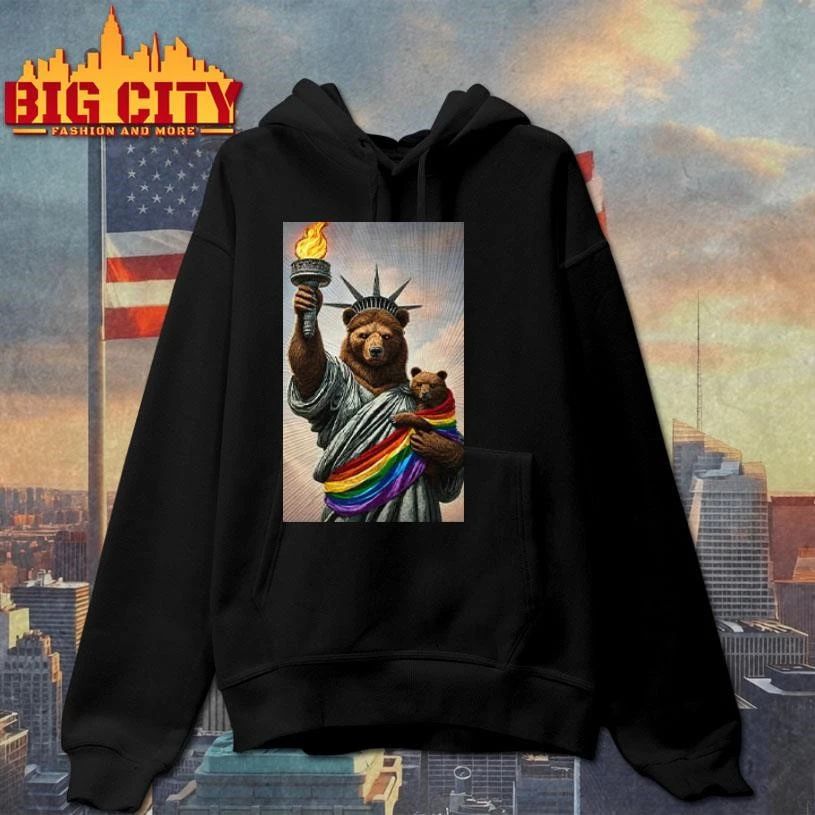 Bear Statue Of Liberty Pride T Shirt