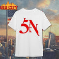 Gothic Red 5N Logo Graphic Tee Streetwear White Shirt