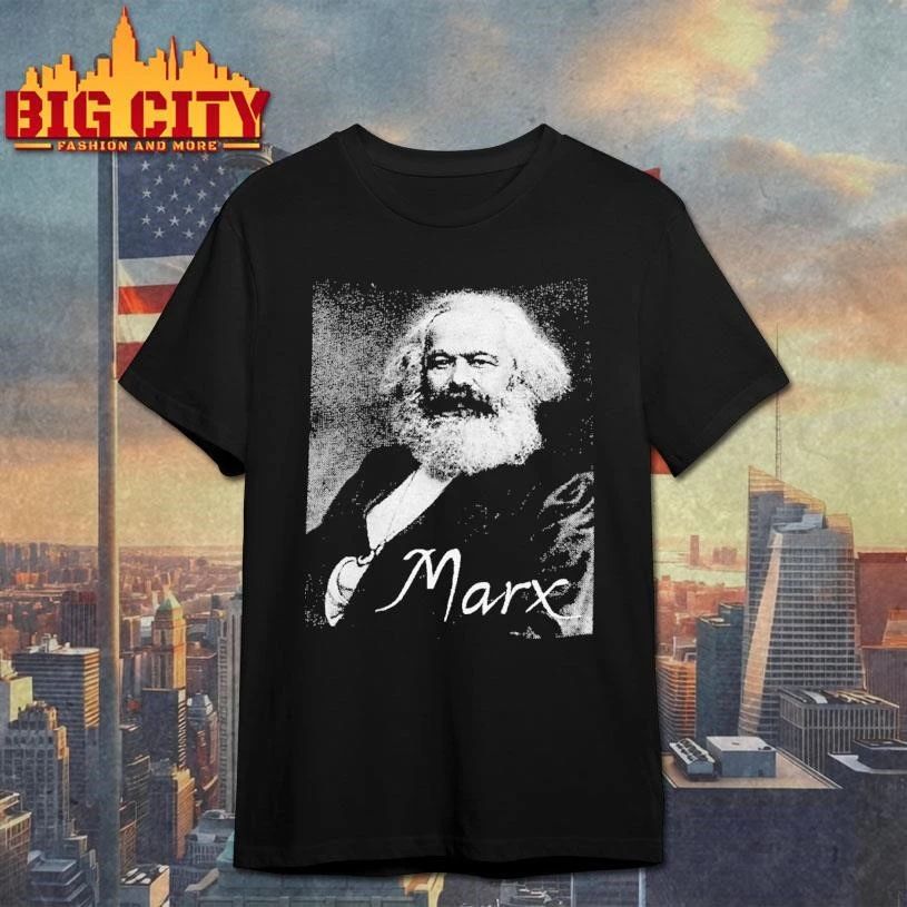 Karl Marx Portrait Graphic Tee Historical Socialist Communist Figure Shirt