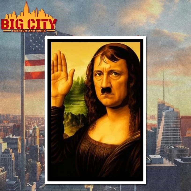 Mona Lisa Adolf Hitler Parody Art Funny Mashup Shirt