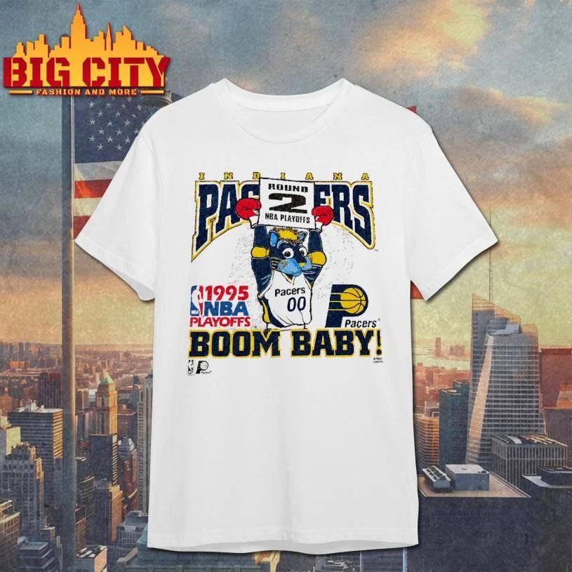 Vintage 1995 Indiana Pacers NBA Playoffs Boom Baby White Shirt