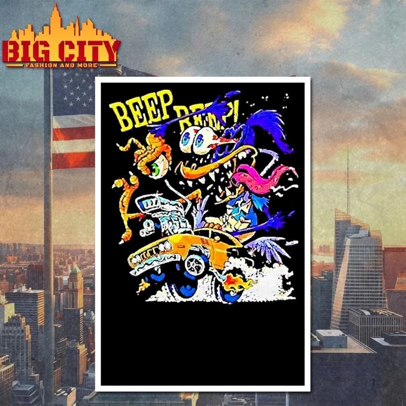 Road Runner Cartoon Horror Hot Rod Vehicle Beep Beep Shirt