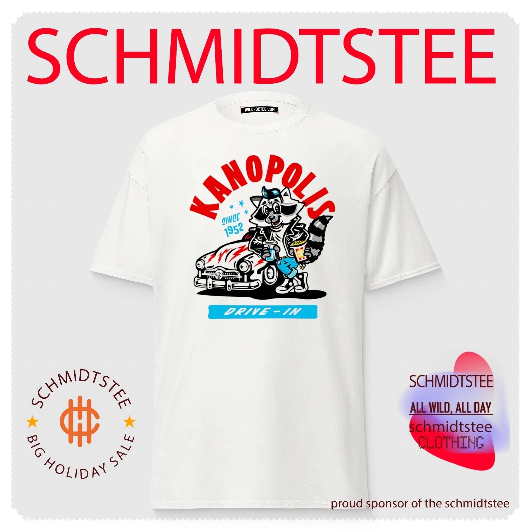 Kanopolis Drive-In Since 1952 Retro Raccoon shirt