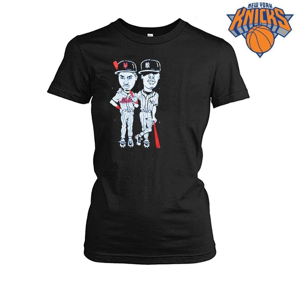 Vintage New York Mets and Yankees Nas Hip Hop Cartoon Rap Baseball Blue Graphic Shirt