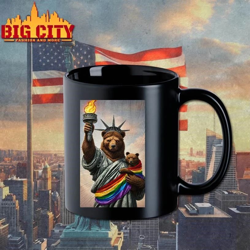 Bear Statue Of Liberty Pride T Shirt