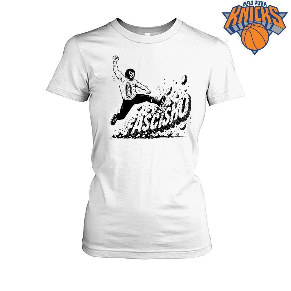 Anti Fascist Lucha Libre Mexican Wrestler Kicking Fascismo Graphic Artwork Shirt
