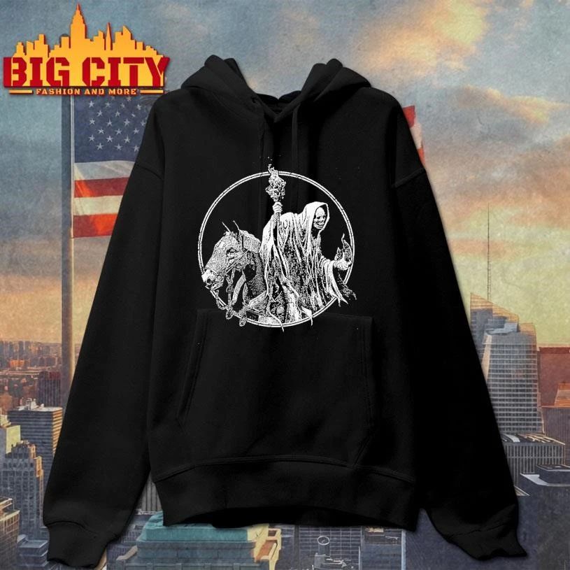Grim Reaper Death Rider Riding Horse Holding Torch Gothic Dark Art Shirt