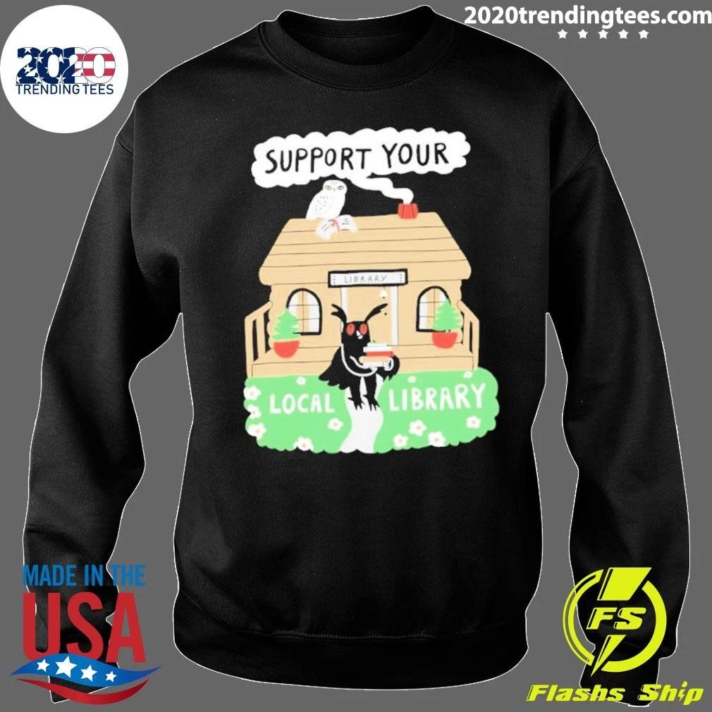 Support Your Local Library Mothman Books Tee Shirt