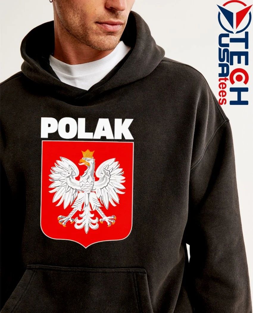 Otis wearing Polak logo shirt