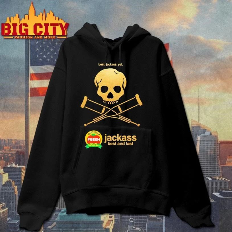 Jackass Best And Last Certified Fresh Gold Skull And Crutches Movie Fan Shirt