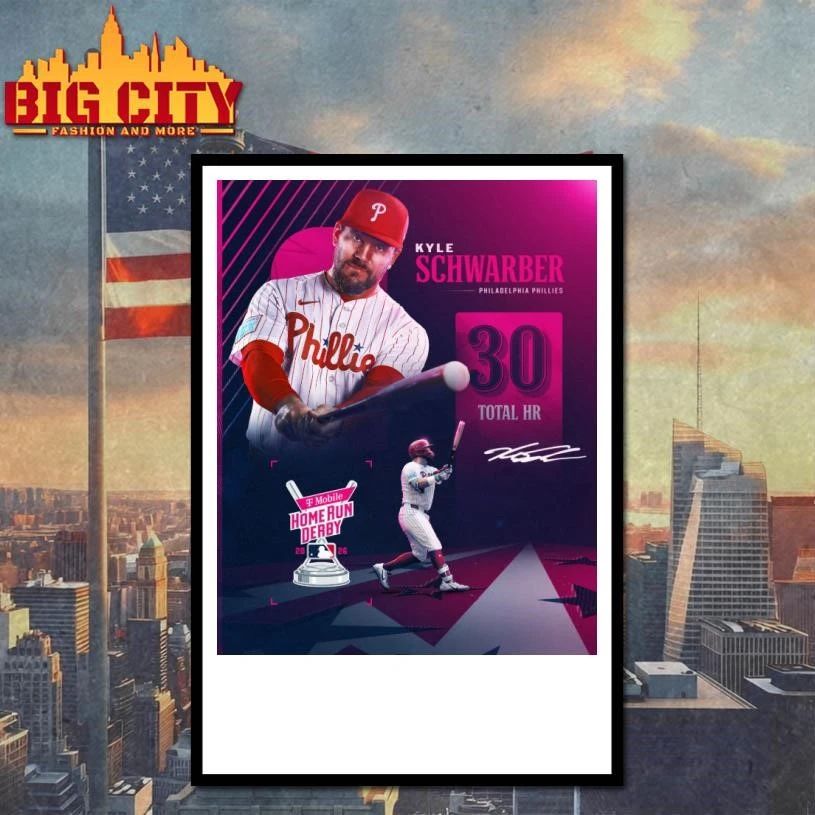 Kyle Schwarber 30 Total HR Philadelphia Phillies T Mobile Home Run Derby 2026 Baseball T Shirt