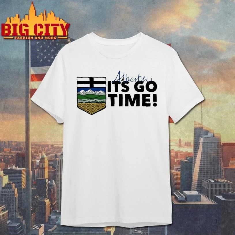 Alberta Its Go Time Canadian Province Crest Flag Hockey Fan T Shirt