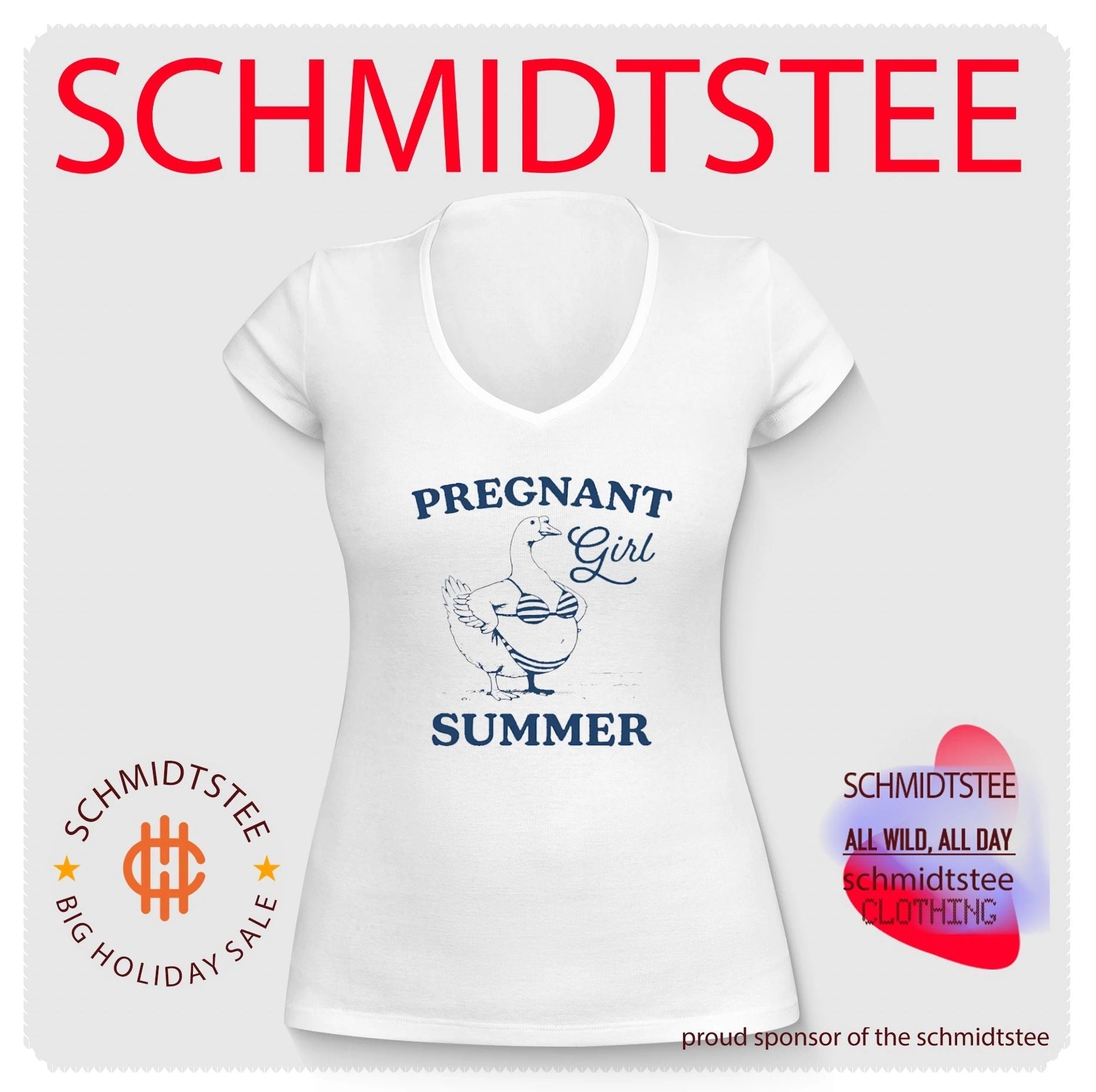 Pregnant Girl Summer Goose in Bikini funny animal shirt