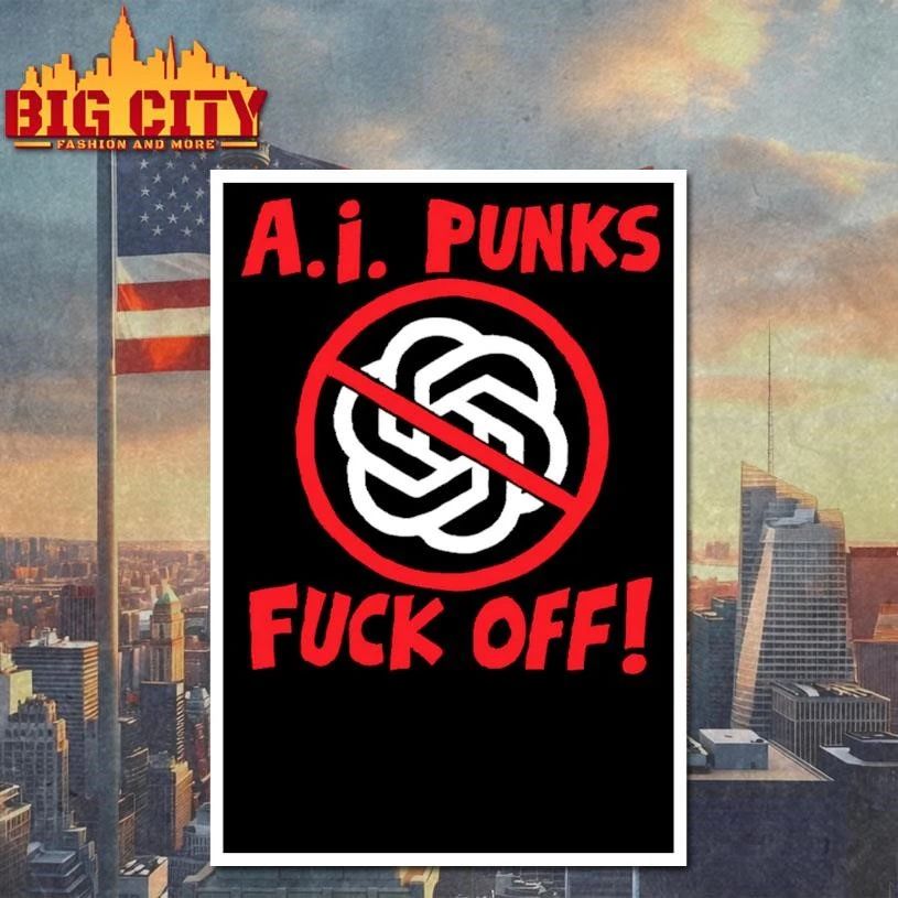 Anti AI Punks Fuck Off Anti Artificial Intelligence Logo shirt