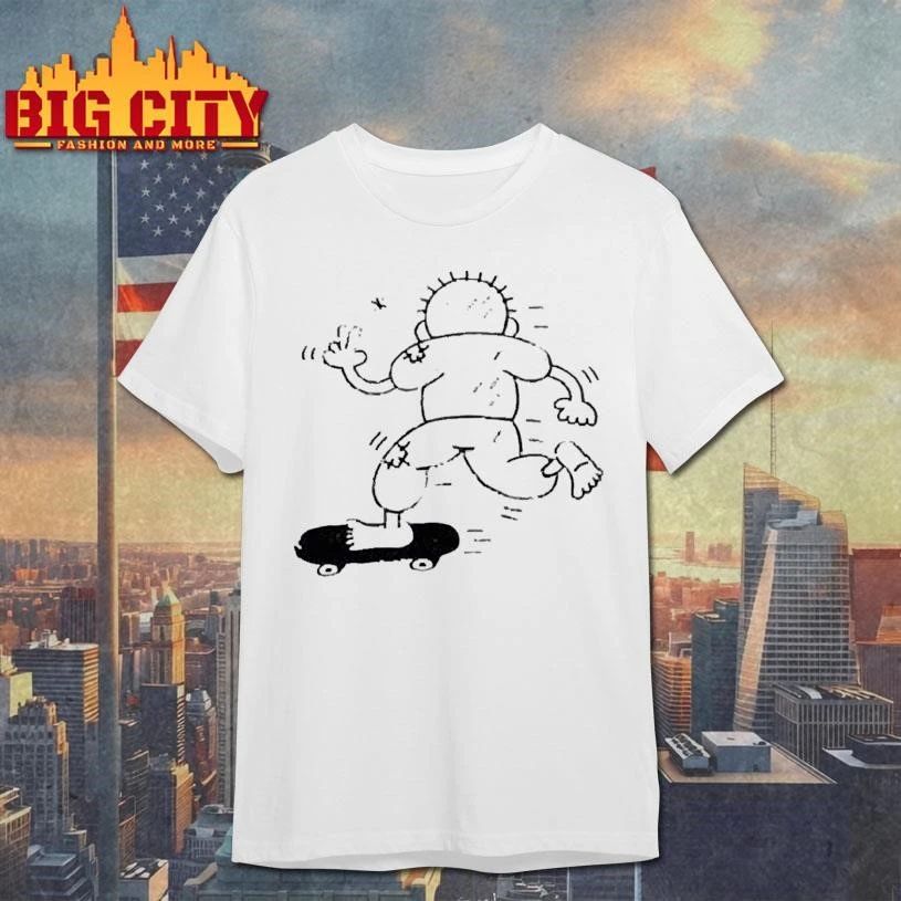 Keith Haring Style Minimalist Running Boy Skateboard Sketch shirt