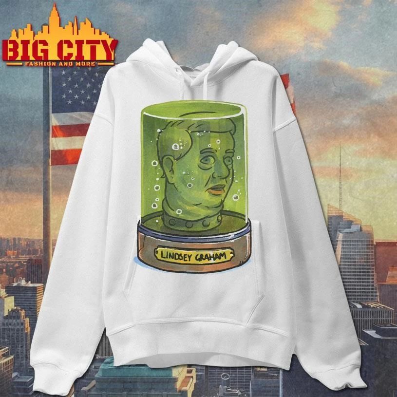 Lindsey Graham head in a green jar funny political satire pop art shirt