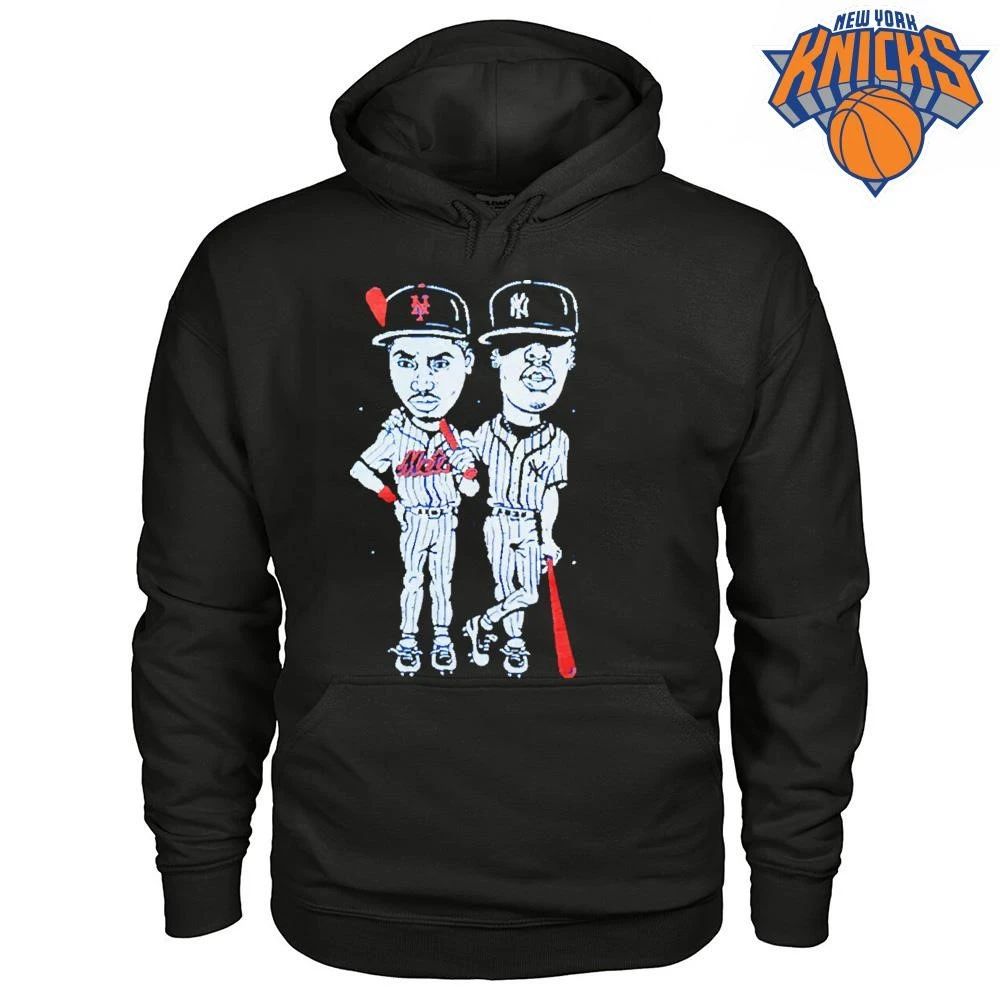 Vintage New York Mets and Yankees Nas Hip Hop Cartoon Rap Baseball Blue Graphic Shirt